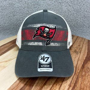 '47 Brand MVP Tampa Bay Buccaneers Adjustable Trucker Hat Cap NFL Gray Red